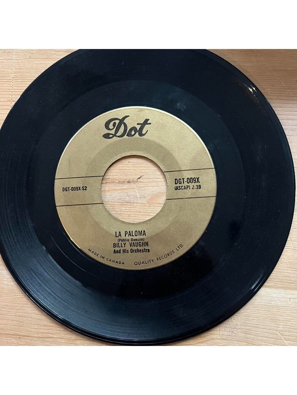 Billy Vaughn and his Orchestra - La Paloma/Wheels 45rpm VG+ R18
